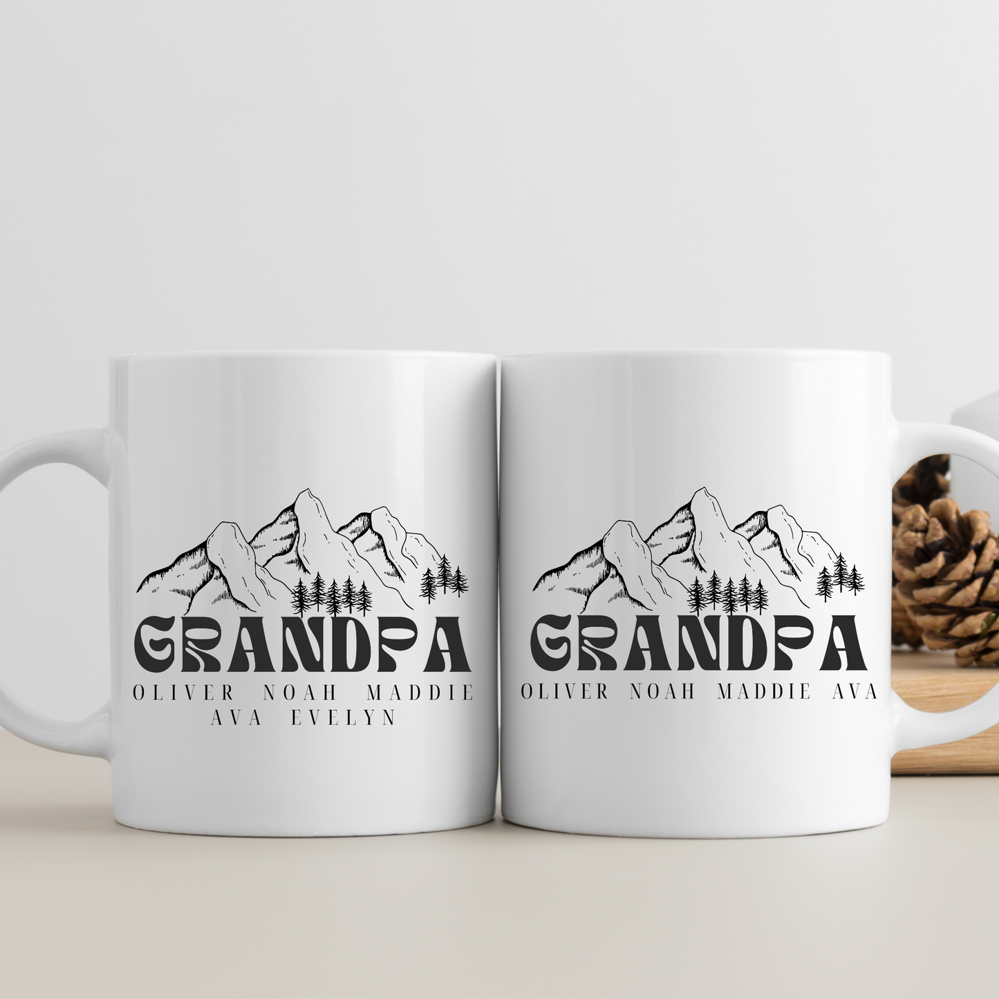 Personalized Grandpa Coffee Mug with Grandchildren Names | 11 oz Ceramic Mug