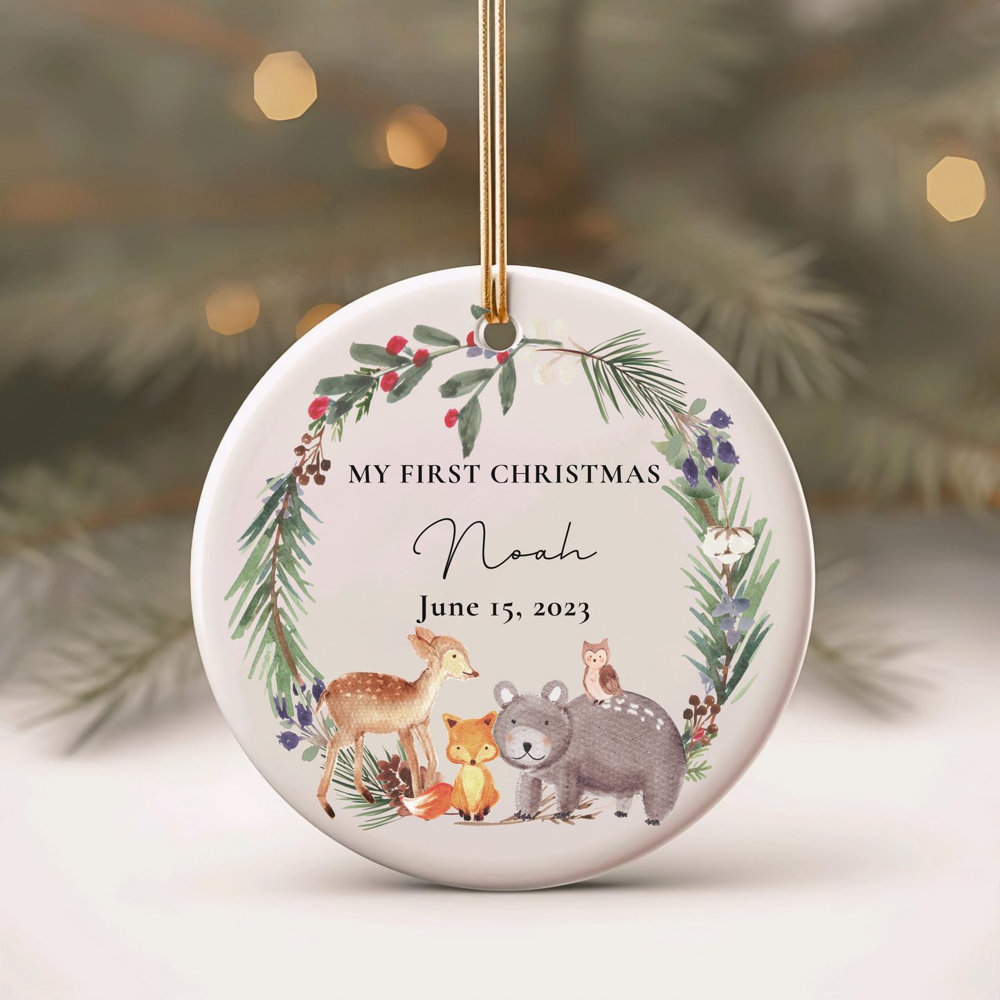 Woodland Animal Baby’s First Christmas Ornament