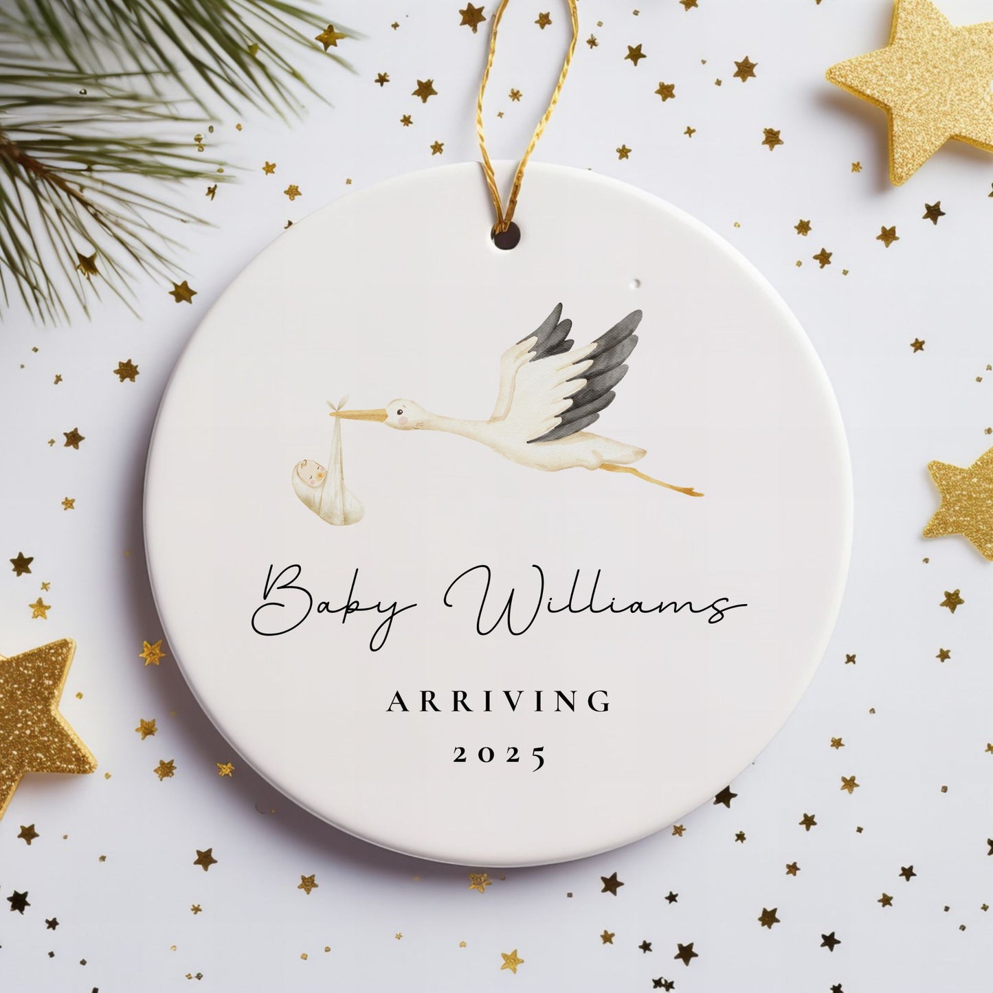 Stork Pregnancy Ornament