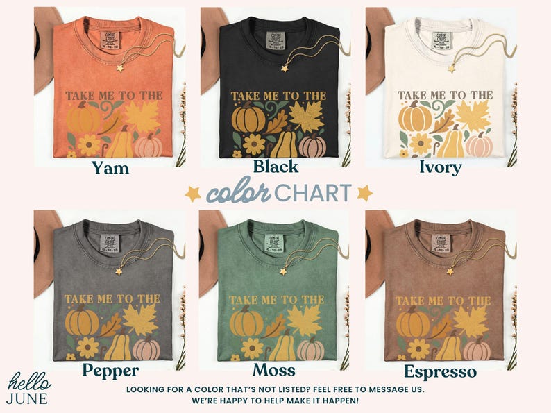 Pumpkin Patch Tee color chart