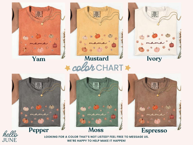 Fall Mama Tee color chart