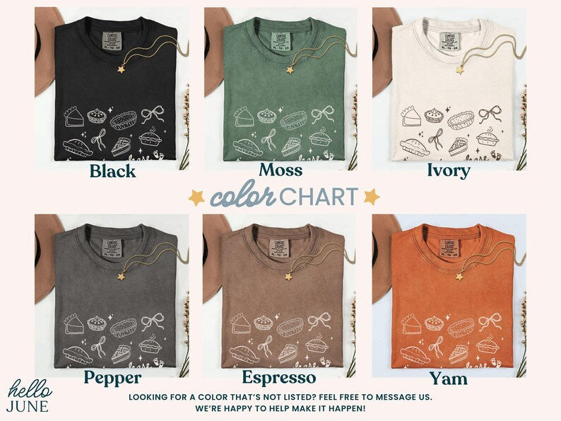 Pie for Two Tee color chart