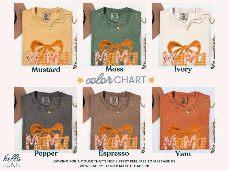 Mama Halloween Tee color chart