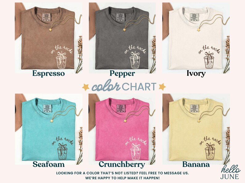 On the Rocks Tee color chart