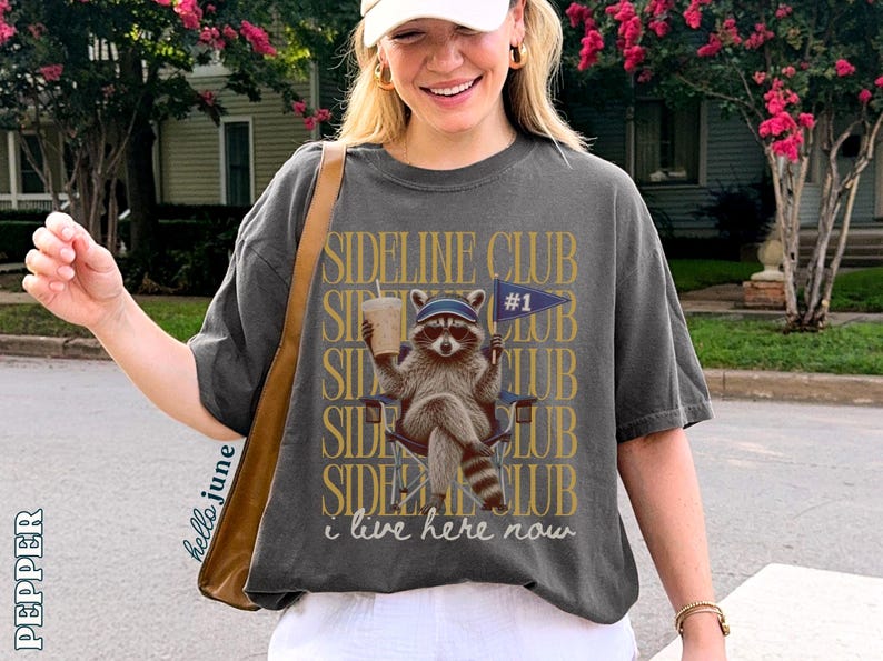 Sideline Club Tee - Graphite raccoon graphic