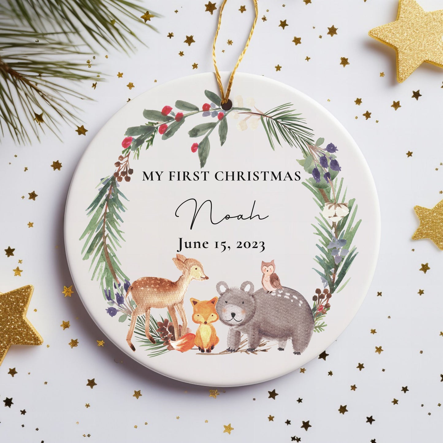 Woodland Animal Baby’s First Christmas Ornament