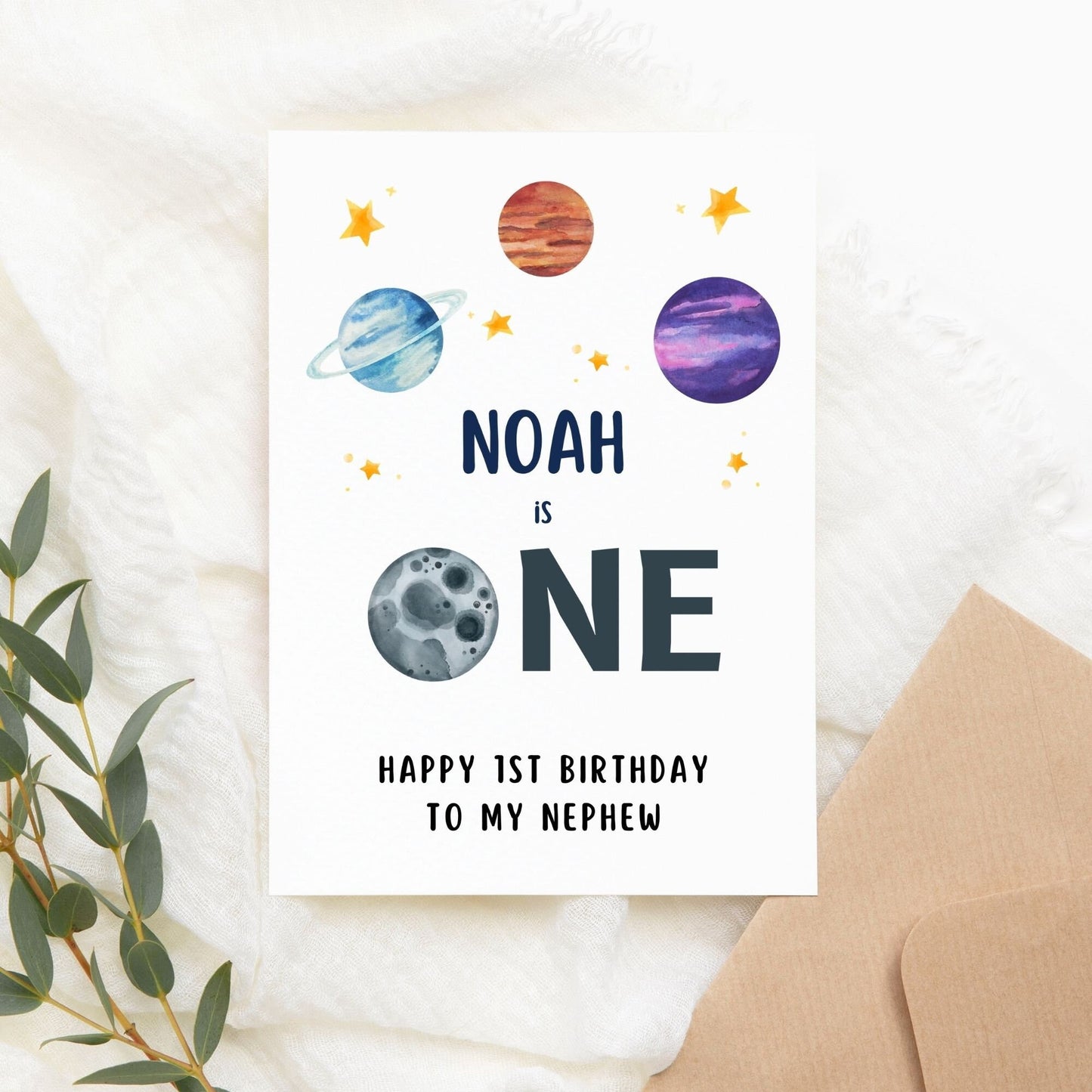 Space First Birthday Card