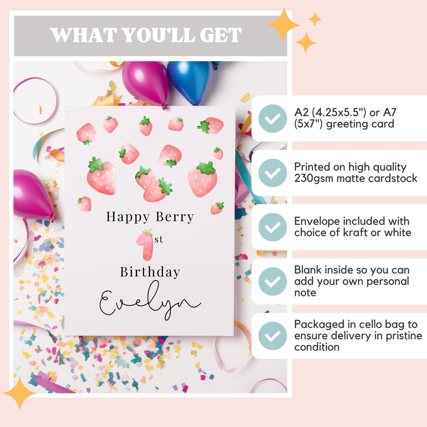 Berry First Birthday Strawberry Birthday Card