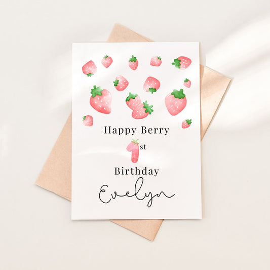 Berry First Birthday Strawberry Birthday Card