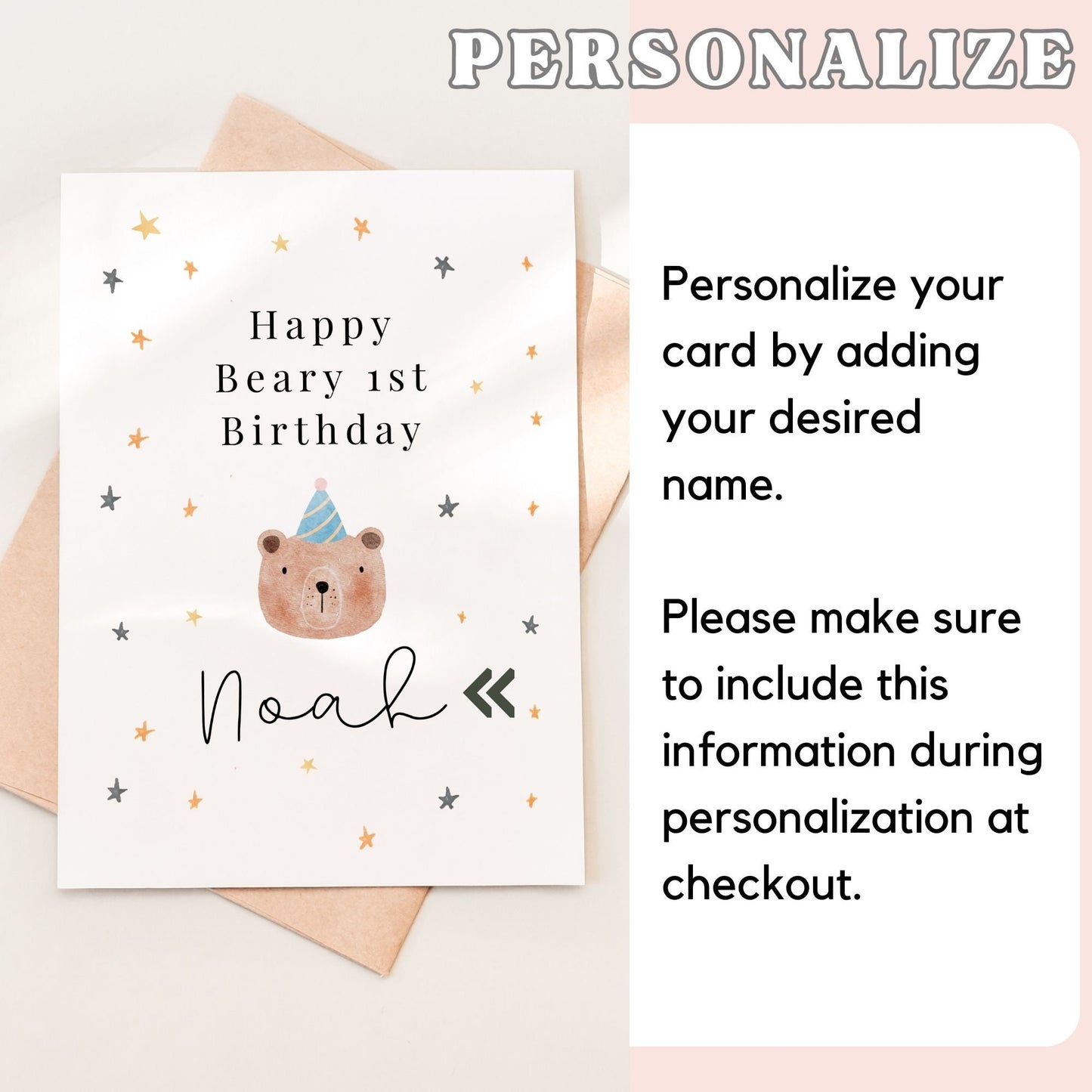 Happy Beary First Birthday Card