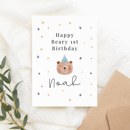 Happy Beary First Birthday Card