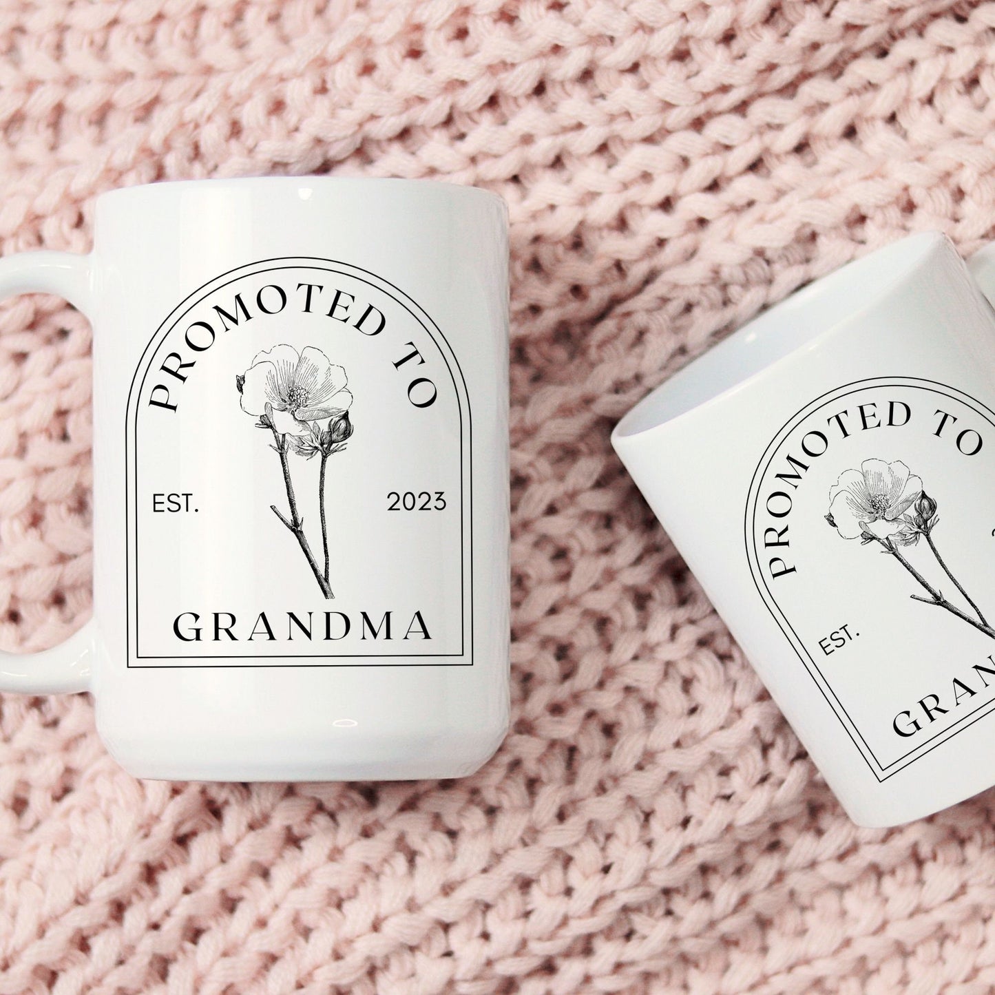 Vintage Floral Coffee Mug, Promoted to Grandma Mug, Pregnancy Announcement, Baby Announcement, Mom to Grandma, Custom New Grandmother Giftg