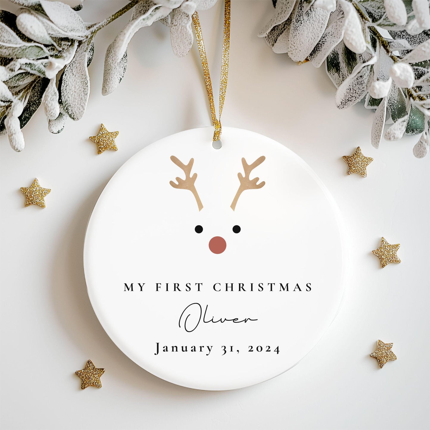 Reindeer Baby First Christmas Ornament