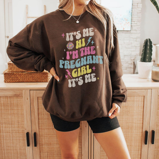 Hi, It's Me Pregnant Girl Crewneck Sweatshirt